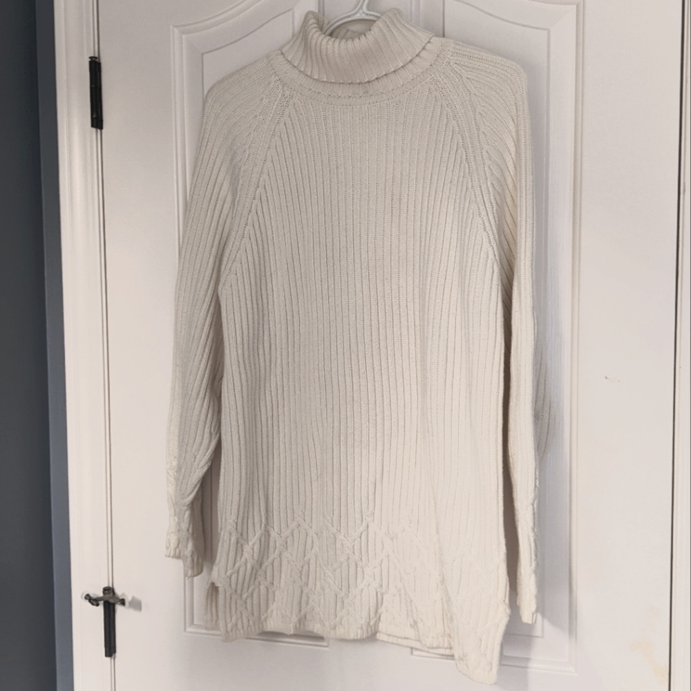 Rino Rossi White Turtleneck Sweater Dress Size Medium